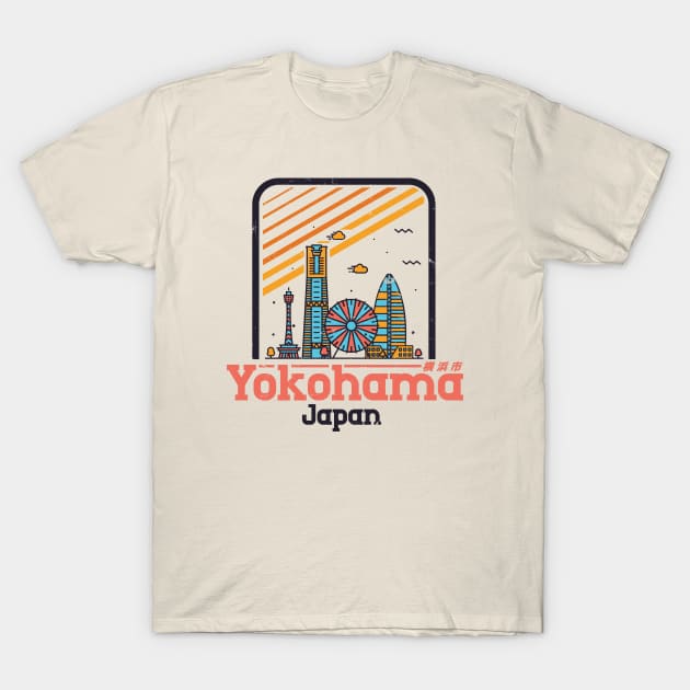 Yokohama, Japan City Vintage T-Shirt by Issho Ni